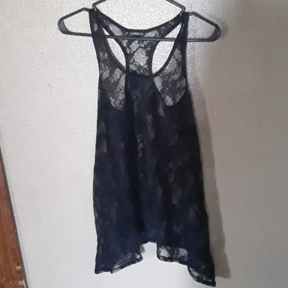 All black lace tank top by Express xs